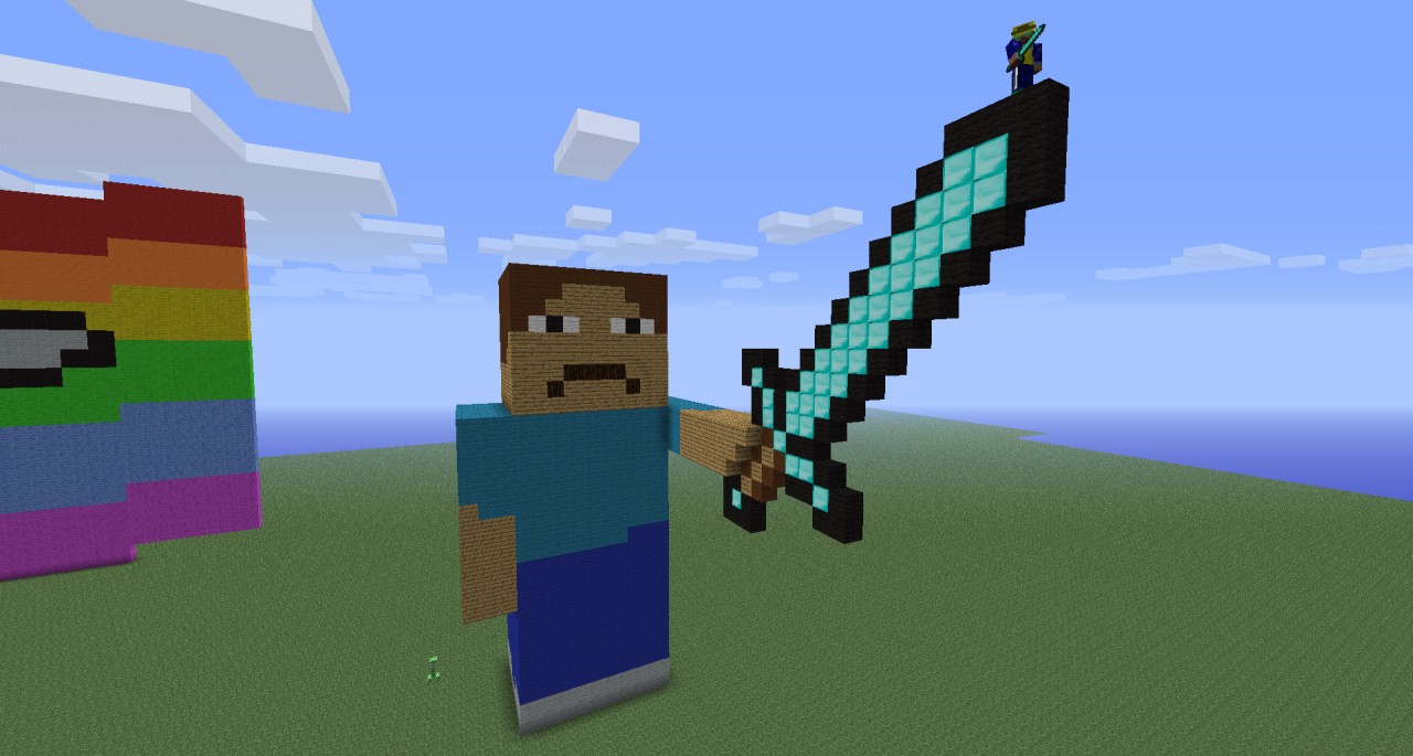 Giant steve with a diamond sword Minecraft Project